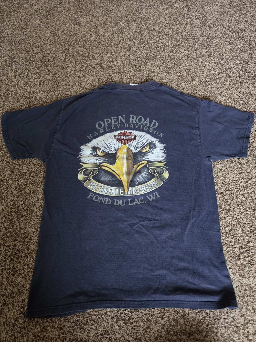 Harley-Davidson Open Road Fond Du Lac WI Ultimate Machine Eagle Tee Size L Y2K